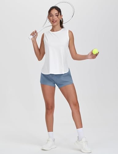 Women's Workout Tank Tops Loose Fit Sleeveless Breathable Yoga Shirts with Side Slits