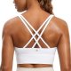 Womens Strappy Longline Sports Bra - Medium Impact Criss Cross Yoga Padded Bras Workout Crop Top