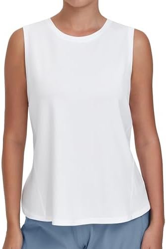 Women's Workout Tank Tops Loose Fit Sleeveless Breathable Yoga Shirts with Side Slits